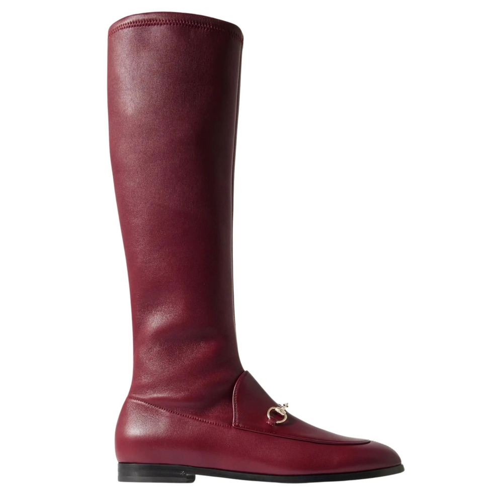 Gucci - Jordaan Burgundy Leather Knee-High Boots - IT 38.5